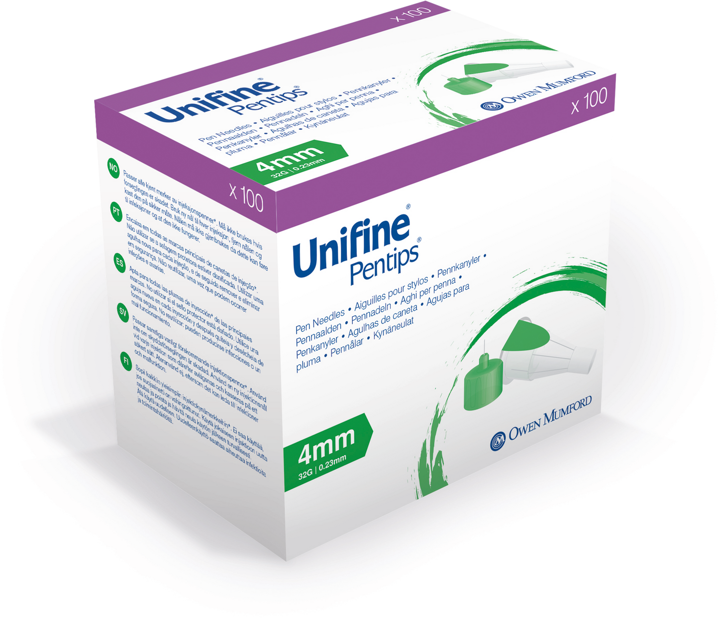 Owen Mumford Unifine Pentips Pen Needles (4mm 32G) 100’s Box
