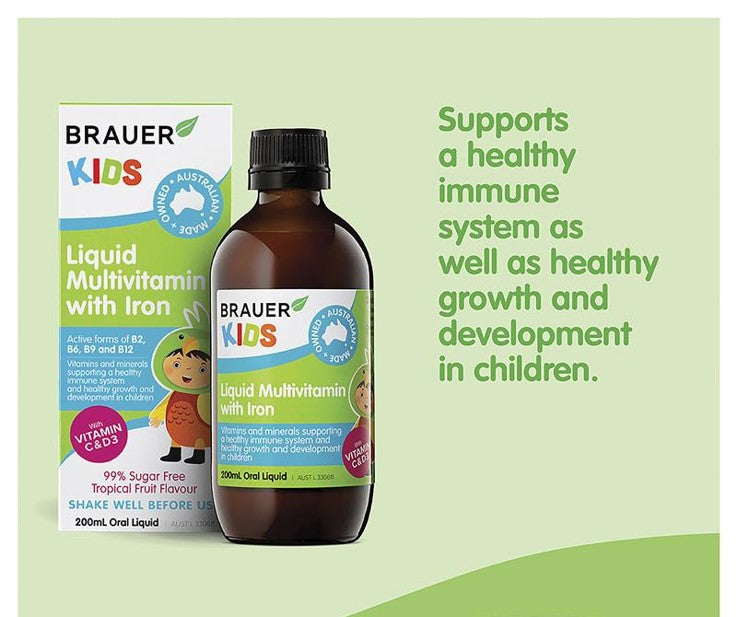Brauer Kids Liquid Multivitamin With Iron 200ml