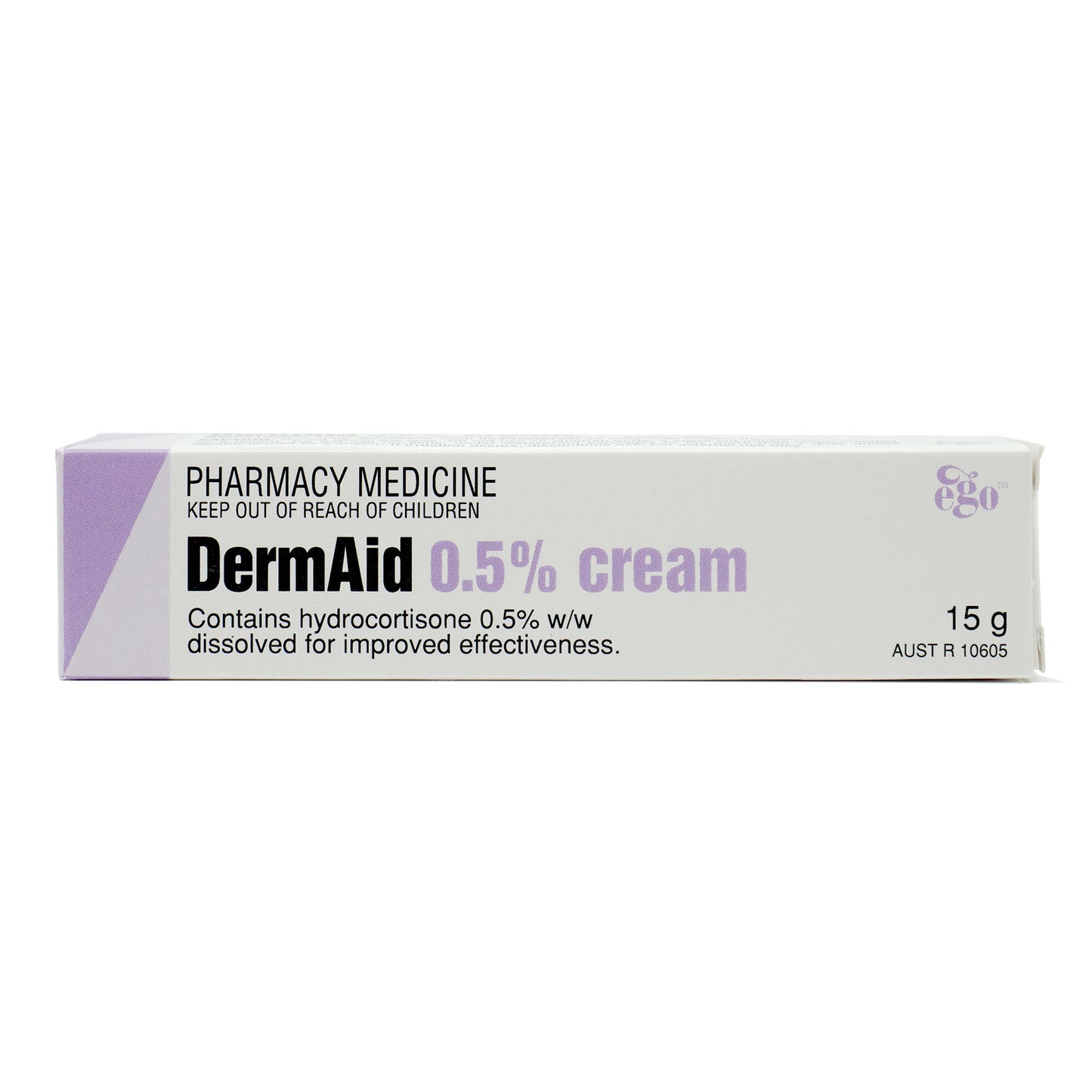 Packaging box of Dermaid 0.5% Cream, 15g size, with active ingredient hydrocortisone