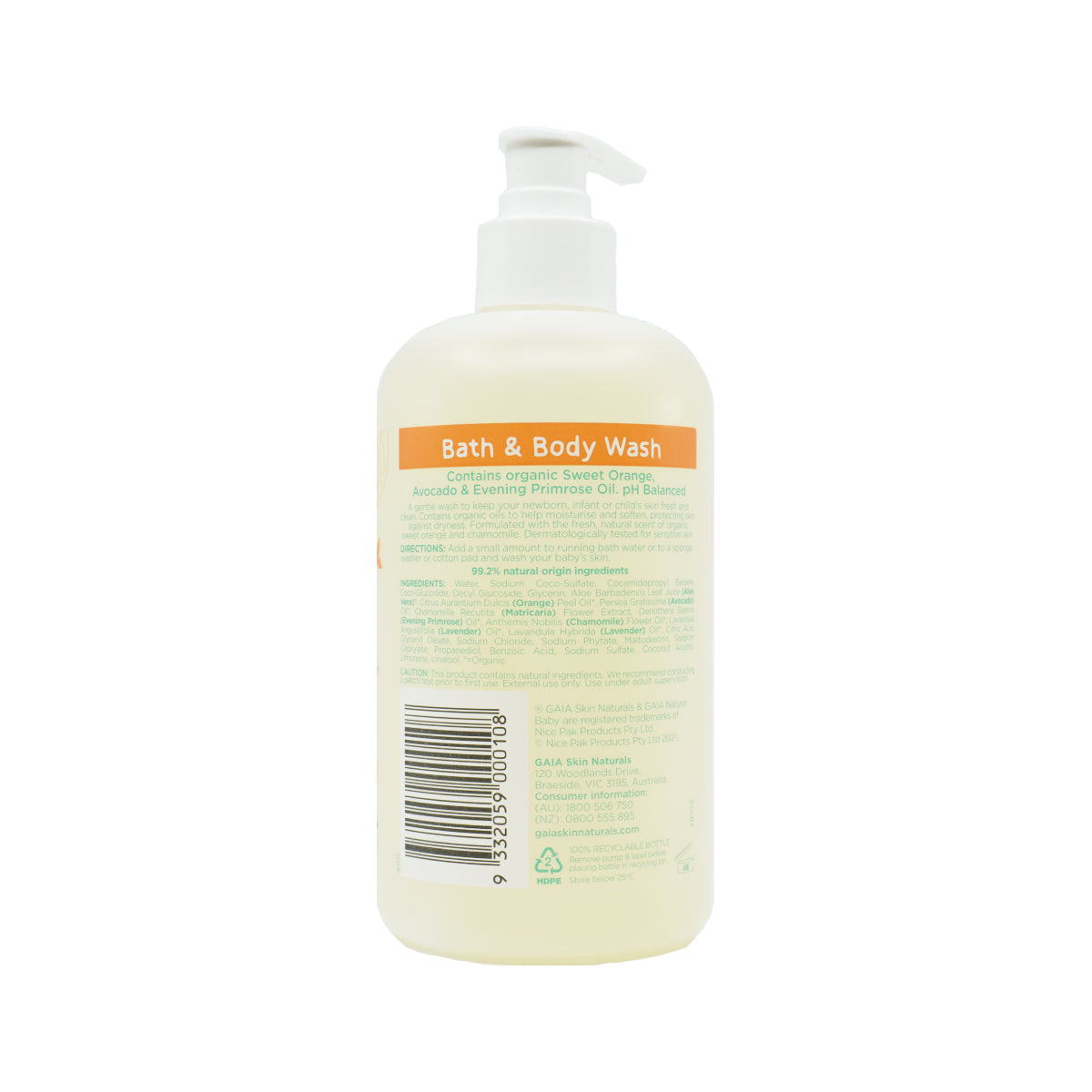 GAIA Natural Baby Bath & Body Wash 500ml