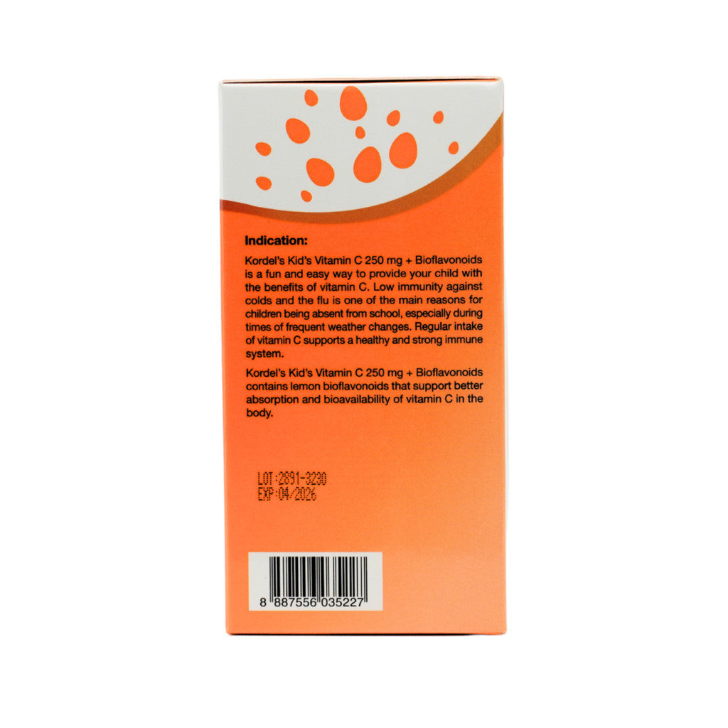 Kordel's Kid's Vitamin C 250mg + Bioflavonoids Chewable Tablet 60's