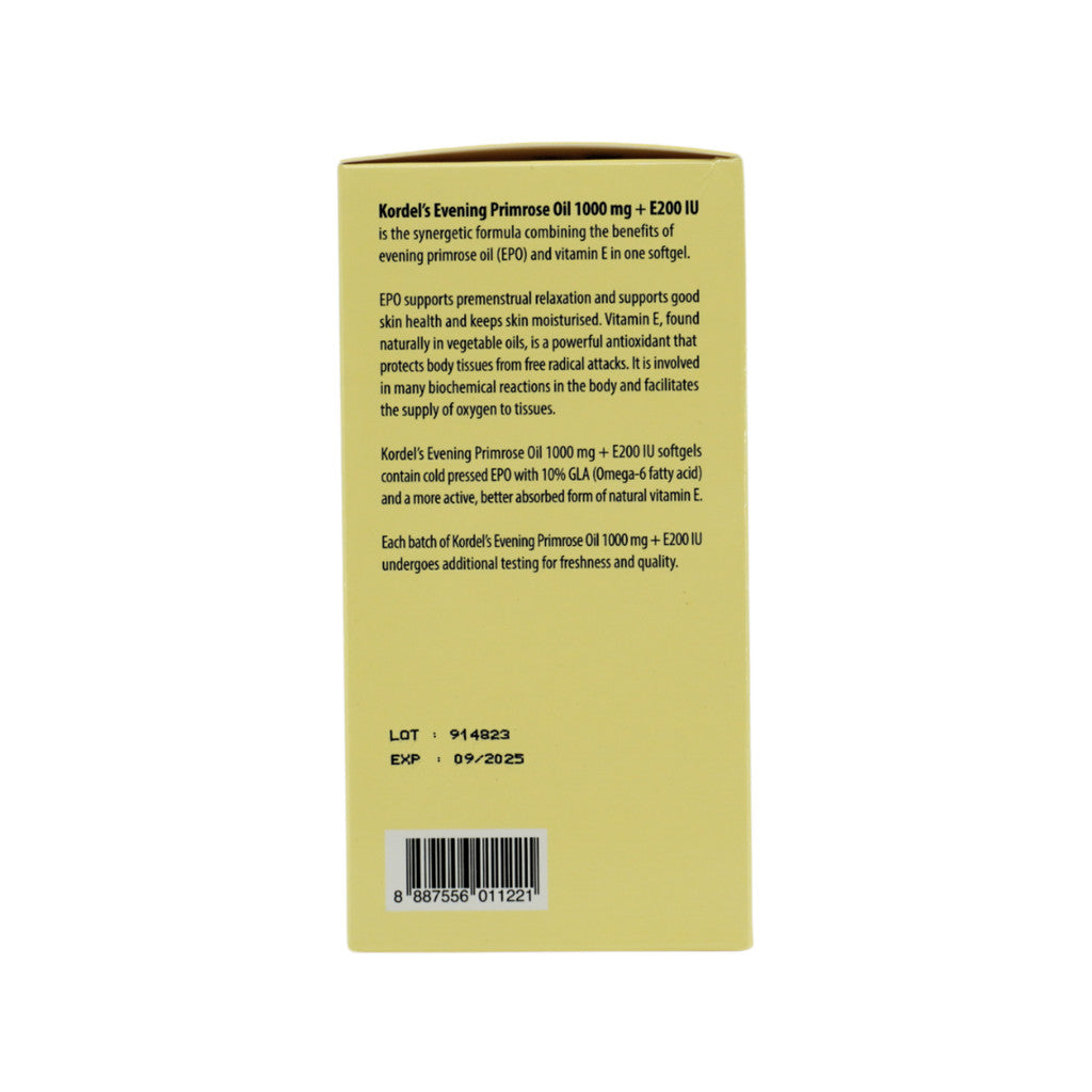 Kordel's Evening Primrose Oil 1000mg + E200IU Softgel 90's
