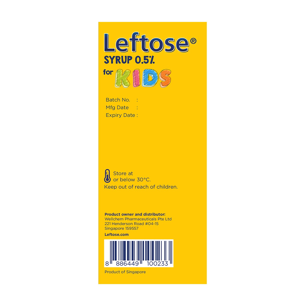 Leftose Syrup For Kids 100ml (Lysozyme Hydrochloride)