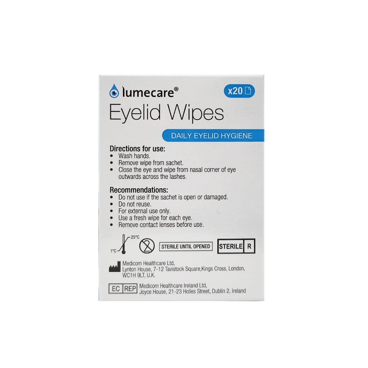 Lumecare Eyelid Wipes 20's