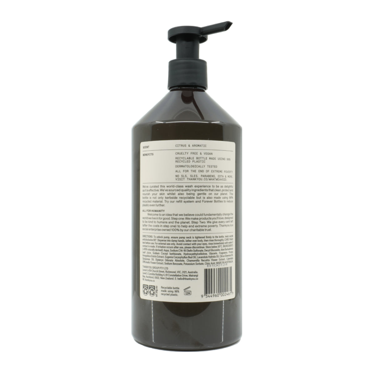 Thankyou Botanical Sweet Orange & Almond Body Wash 1L