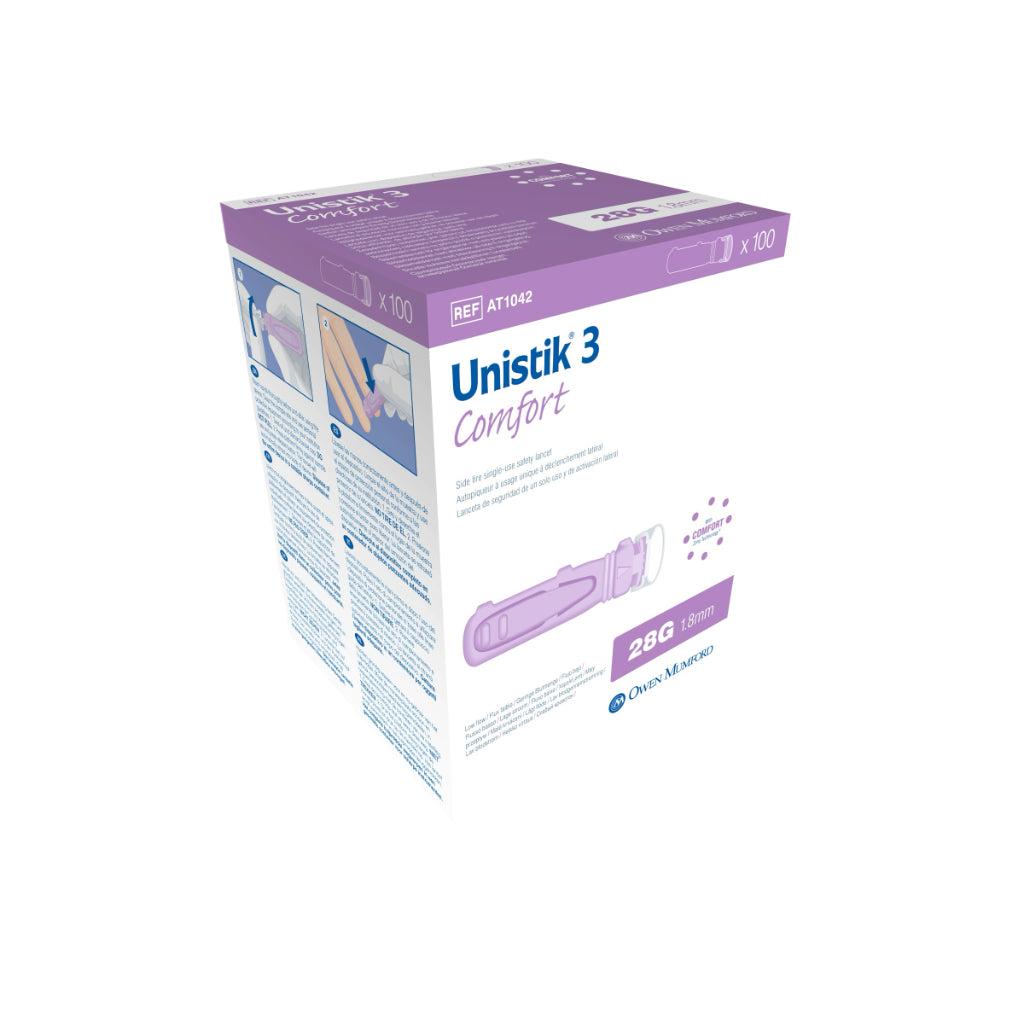 Owen Mumford Unistik Comfort Safety Lancets (28G) 100’s Box