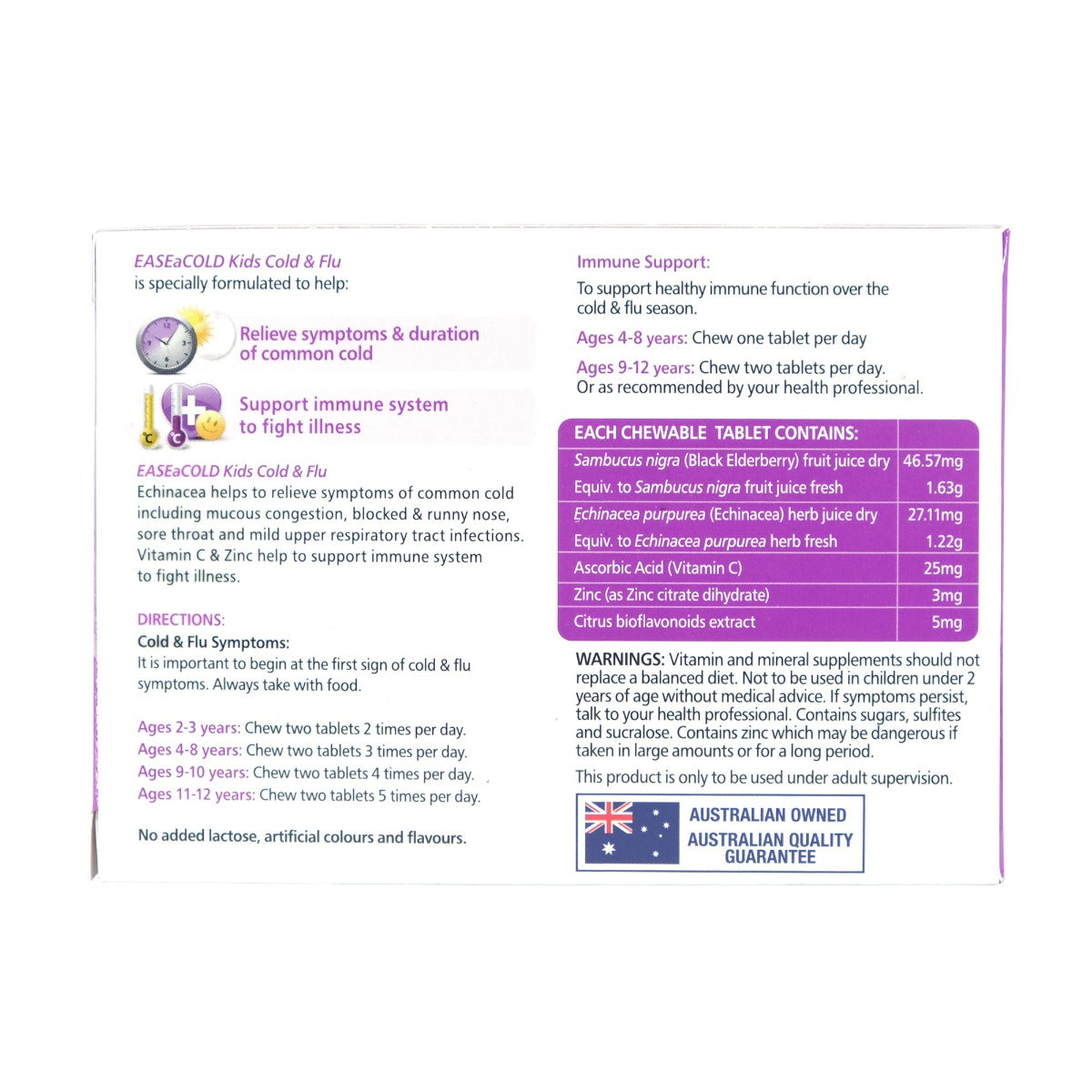 Ease-A-Cold Kids Cold & Flu Chewable Tablets 24's