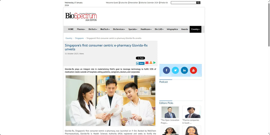 Singapore’s first consumer centric e-pharmacy Glovida-Rx unveils
