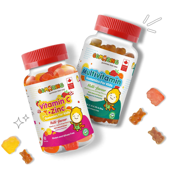 Gumazing Kids Daily Gummy Vitamin Bundle: Vitamin C + Zinc, Multivitamin, 60's Each