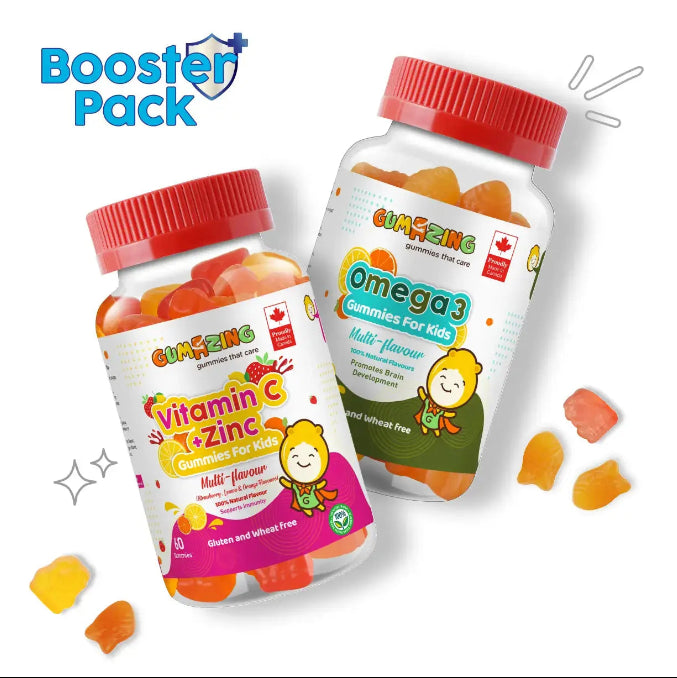 Gumazing Kids Daily Gummy Vitamin Bundle: Vitamin C + Zinc, Omega 3 Fish Oil, 60's Each
