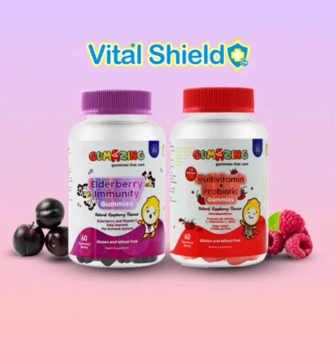 Gumazing Kids Daily Gummy Vitamin Bundle: Multivitamin + Probiotics, Elderberry, 60's Each