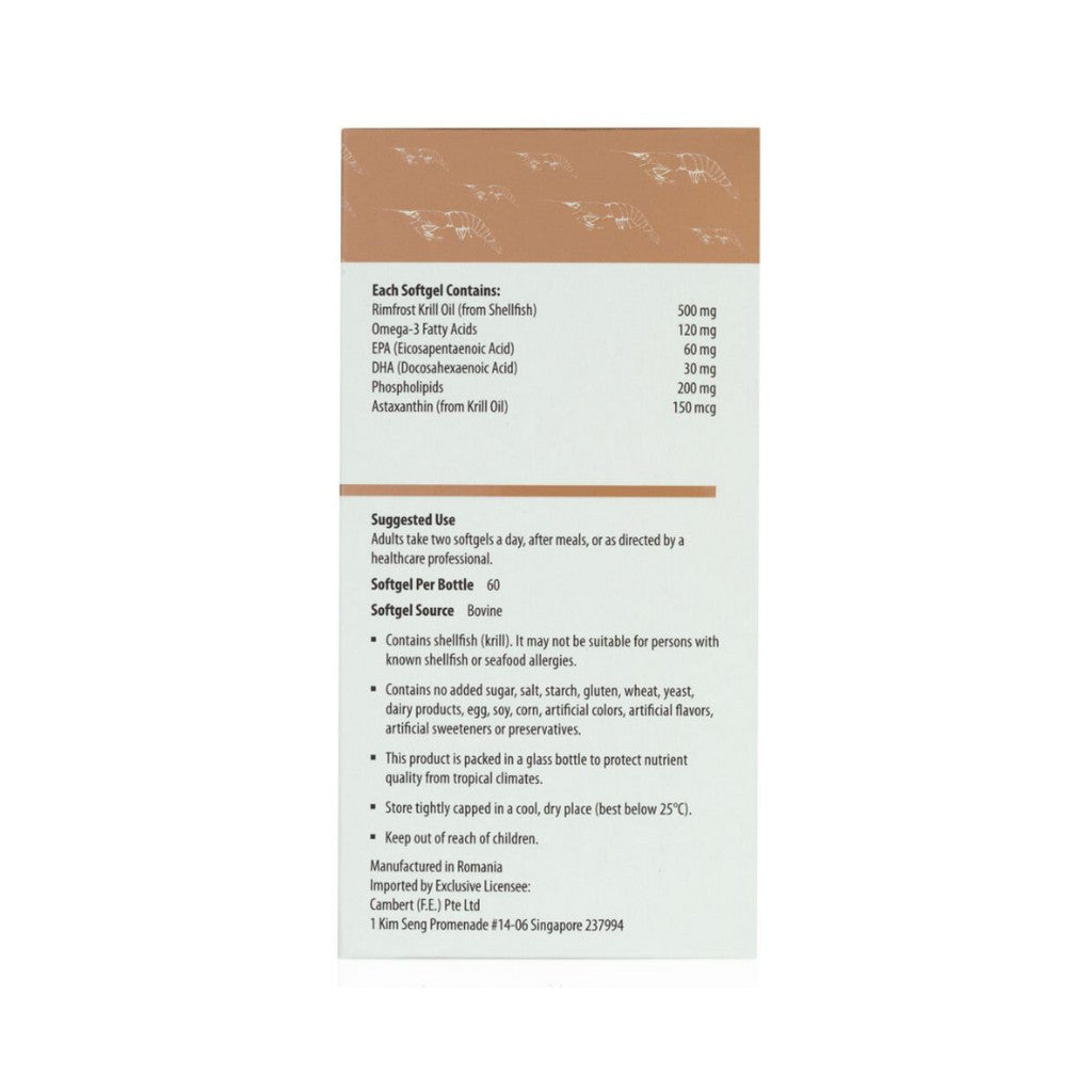 [有效期至：04/2025] Kordel's Rimfrost 磷虾油 500 毫克 60 粒（赠品）