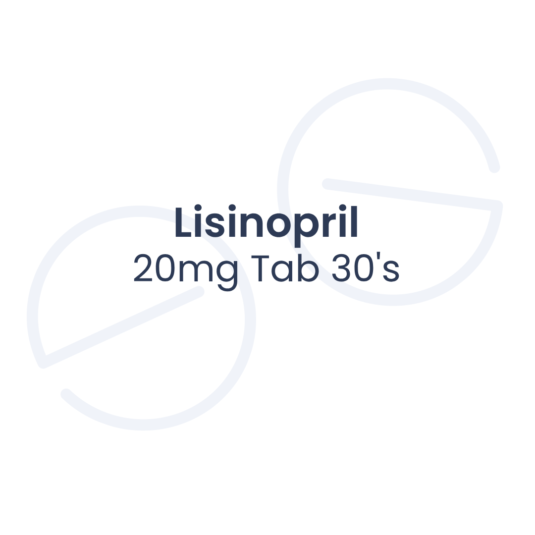 Lisinopril 20mg Tab 30's