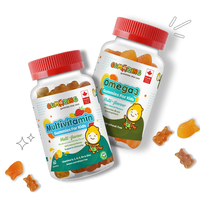 Gumazing Kids Daily Gummy Vitamin Bundle: Multivitamin, Omega 3 Fish Oil, 60's Each