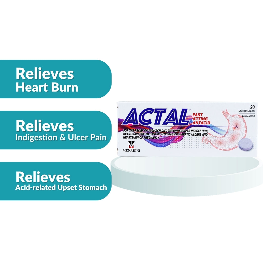 Actal Fast Acting Antacid Tablets 20's