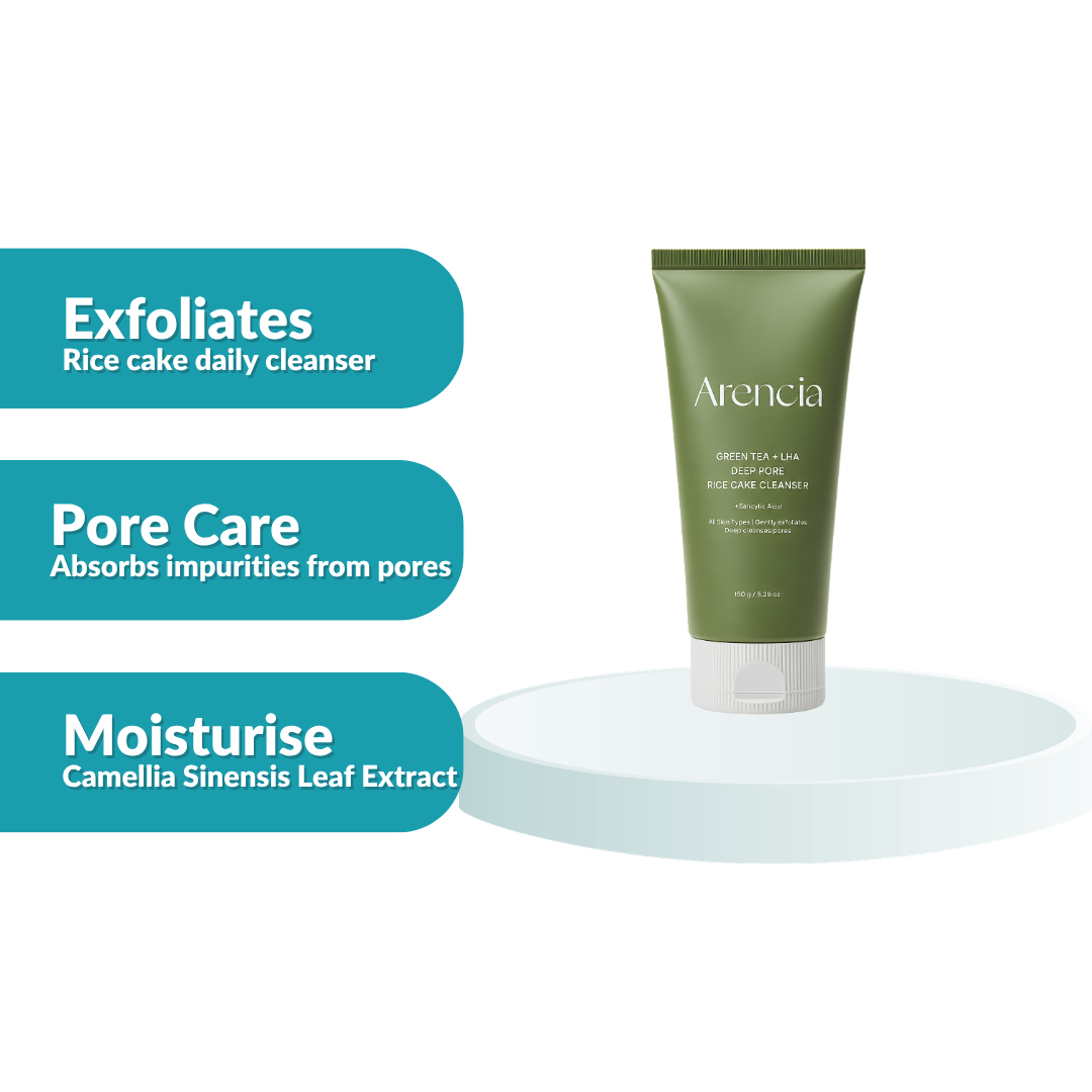 Arencia Green Tea + LHA Deep Pore Rice Cake Cleanser 150G