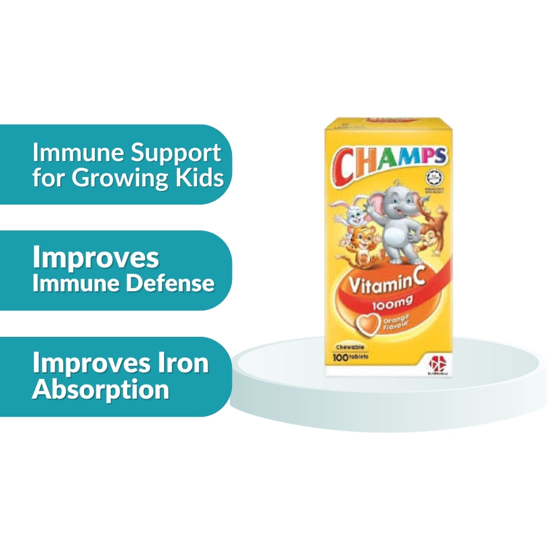 Champs Vitamin C 100mg Orange Tablets 100's