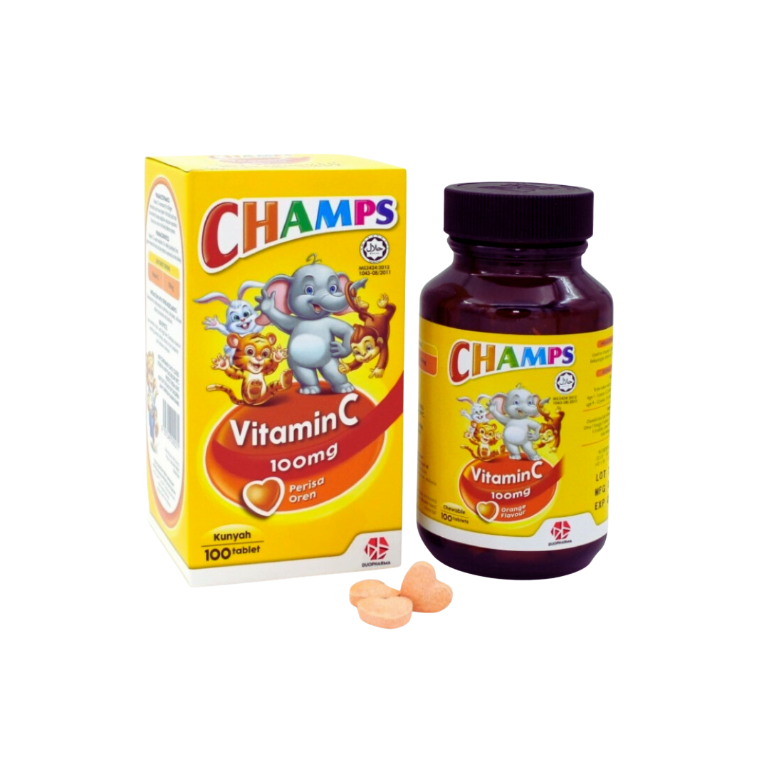 Champs Vitamin C 100mg Orange Tablets 100's