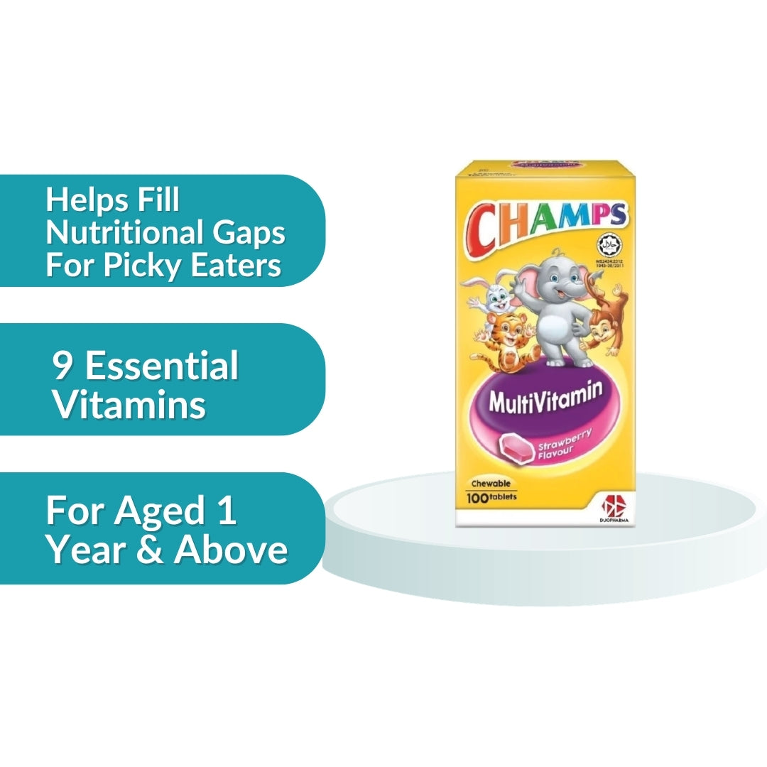Champs Multivitamin Strawberry Tablets 100's