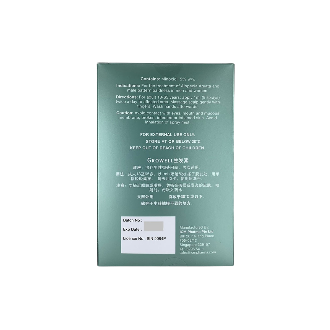 Growell (Minoxidil) 5% Scalp Lotion 100ml 1's