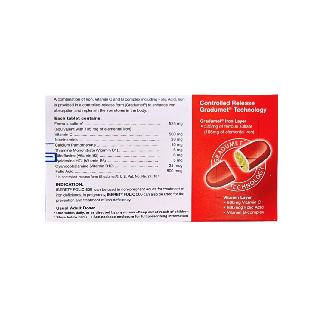 Iberet Folic 500 Tablets 60's