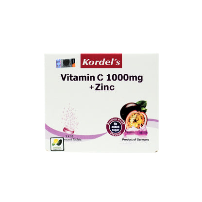 Kordel's Effervescent Vitamin C 1000mg + Zinc Tablet (Passion Fruit) 10's x 3