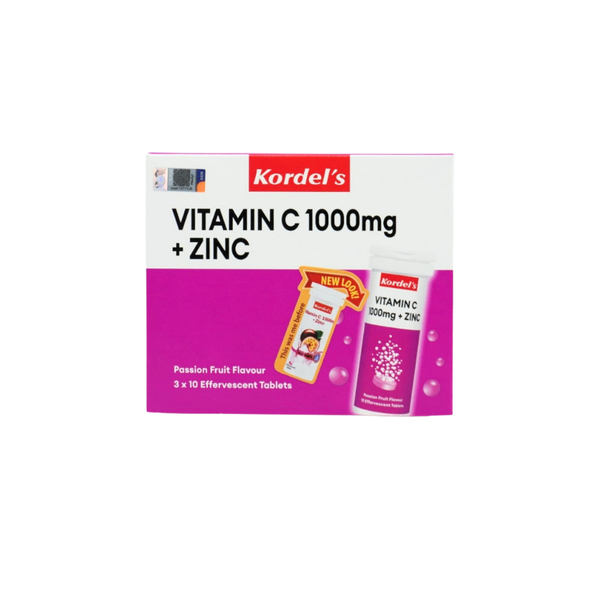 Kordel's Effervescent Vitamin C 1000mg + Zinc Tablet (Passion Fruit) 30's