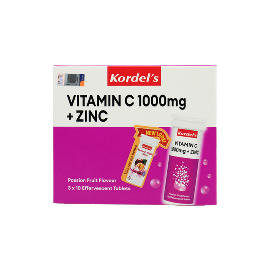 Kordel's Effervescent Vitamin C 1000mg + Zinc Tablet (Passion Fruit) 10's x 3