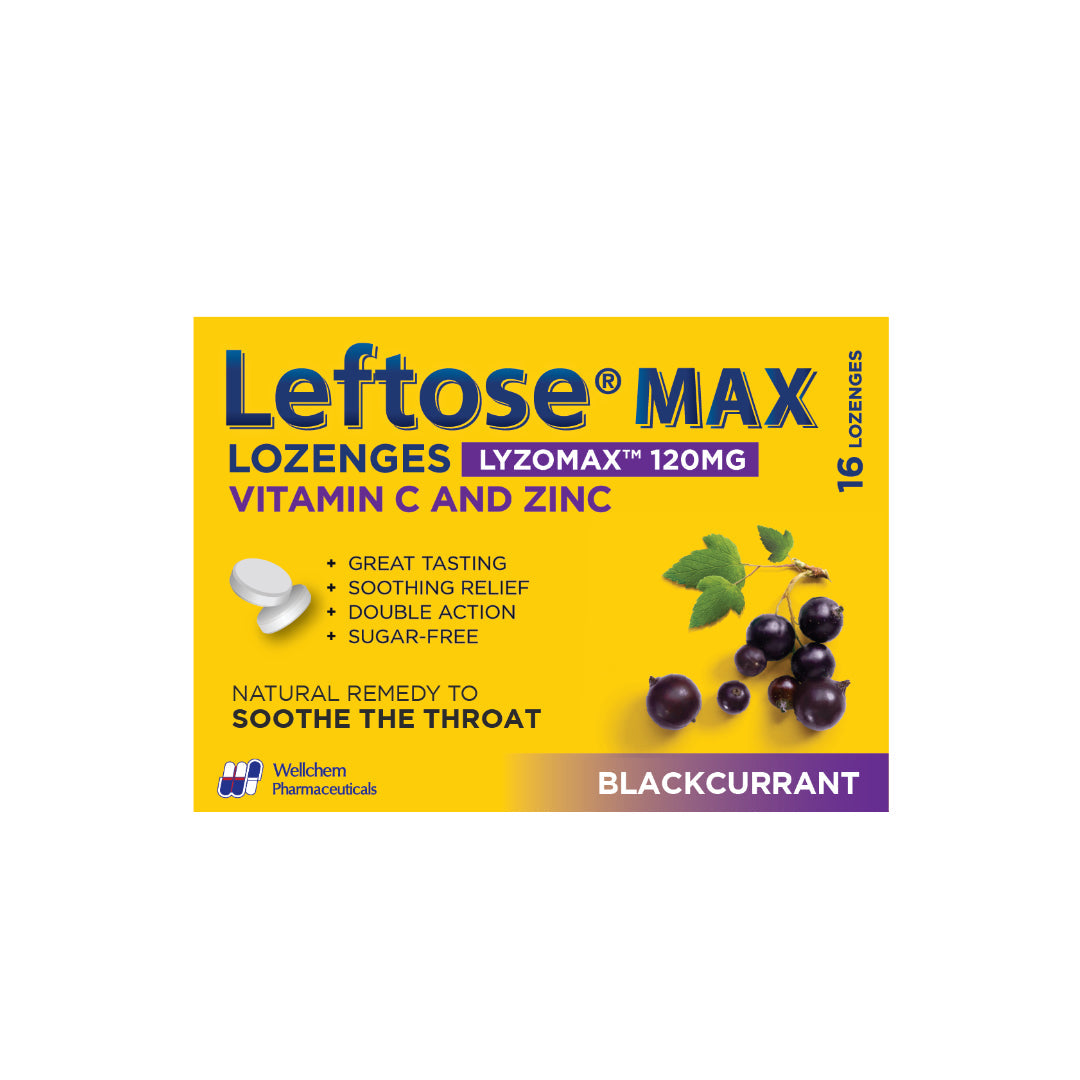 Leftose Max Lozenges Blackcurrant Flavour 16's (Lysozyme Hydrochloride ...