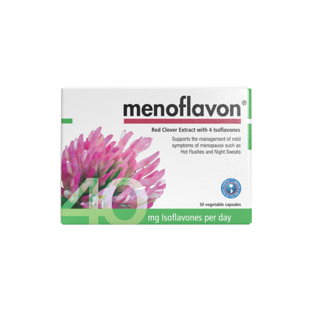 Menoflavon® Red Clover Extract with 40mg Isoflavones Vegetable Capsules - Natural Menopause Supplement  30's