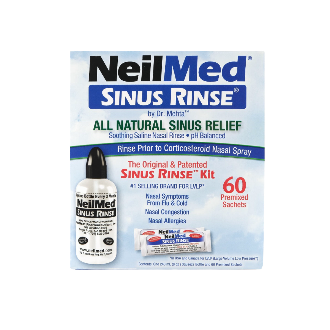 NeilMed 鼻窦冲洗套装，含 60 个预混合小袋