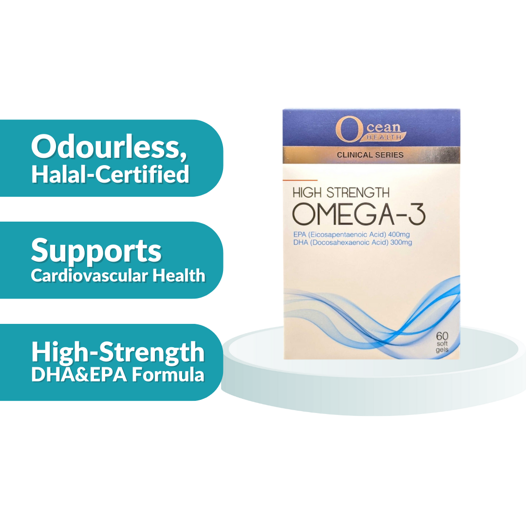 Ocean Health High Strength Omega-3 Fish Oil 400/300mg Softgel Supplements With DHA & EPA Capsule 60's