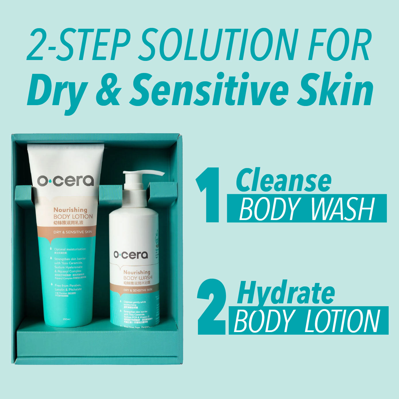 O'Cera Body Lotion + Wash Bundle Pack 250ml + 250ml