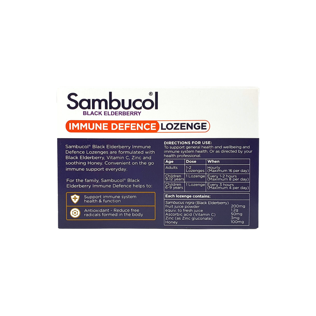 Sambucol 黑接骨木免疫防御润喉糖（含维生素 C、锌和蜂蜜）20 粒