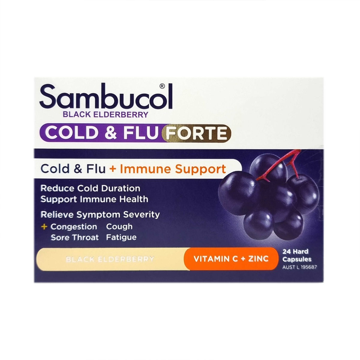 Sambucol Black Elderberry Cold & Flu Forte Capsules 24's