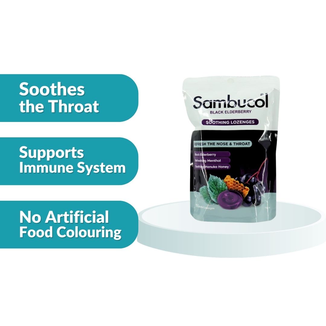 Sambucol Black Elderberry Soothing Menthol Nose & Throat Lozenges 16's