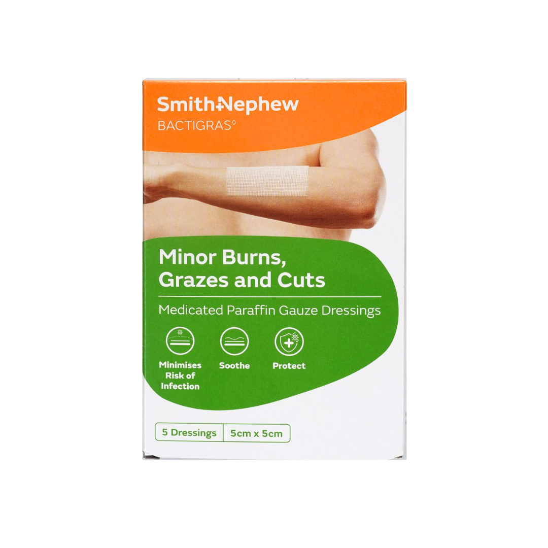 Smith+Nephew Bactigras 5cm X 5cm Dressings 5's
