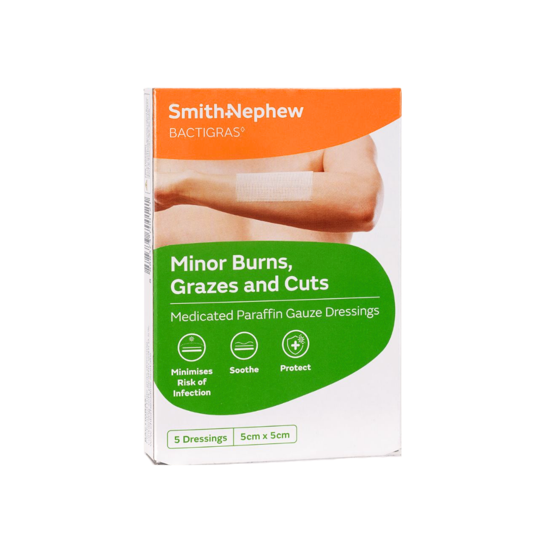 Smith+Nephew Bactigras 5cm X 5cm Dressings 5's