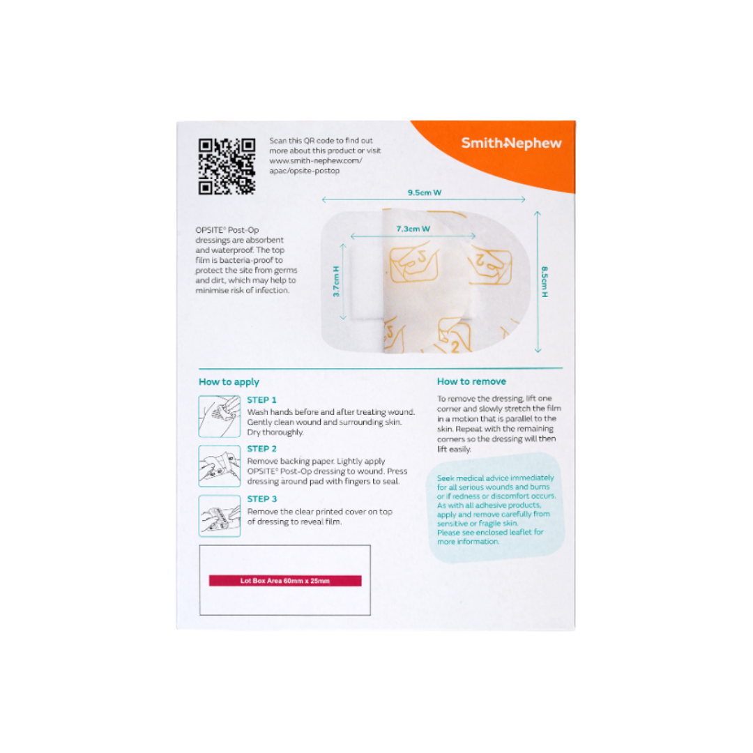 Smith+Nephew Opsite Post-Op 9.5cm X 8.5cm Dressings 3's