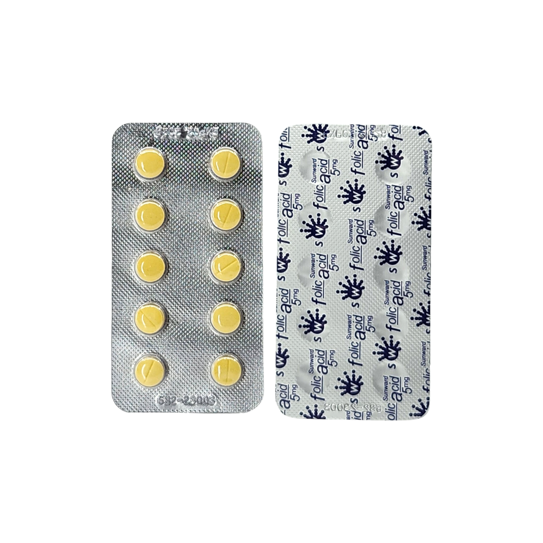Sunward Folic Acid 5mg Tablets 100's