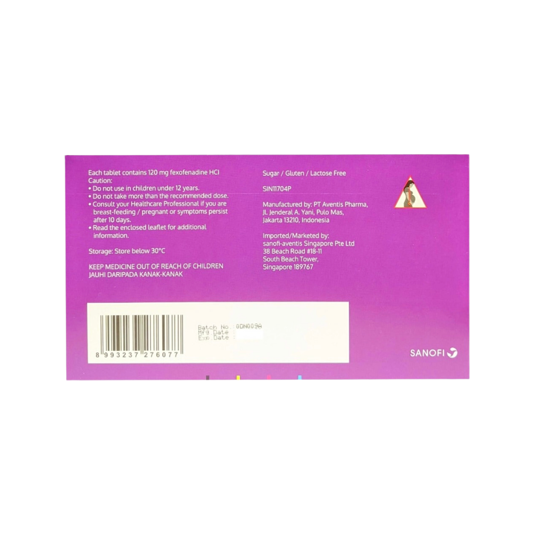 Telfast (Fexofenadine) Allergy Relief 120mg Tablets 10's
