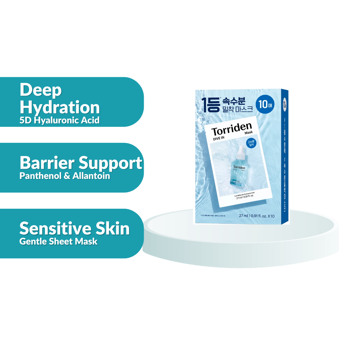Torriden Dive-In Low Molecular Hyaluronic Acid Mask Pack  27ml 10's