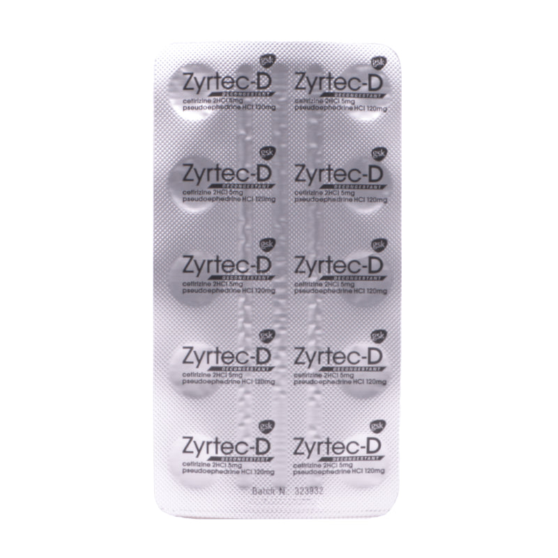 Zyrtec-D 120毫克/5毫克片剂 10片