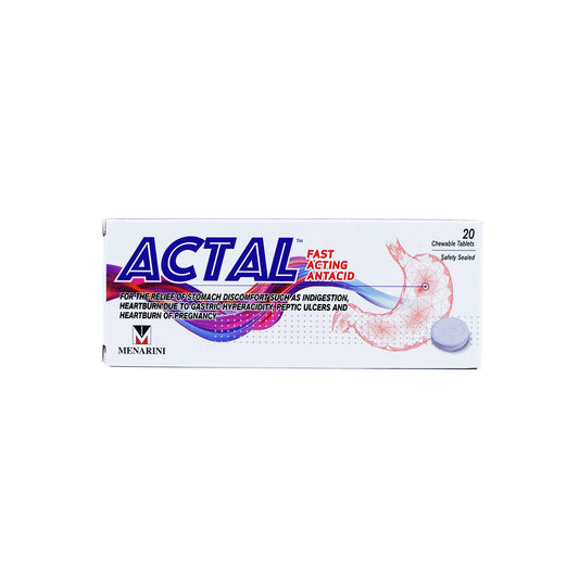 Actal Fast Acting Antacid Tablets 20's