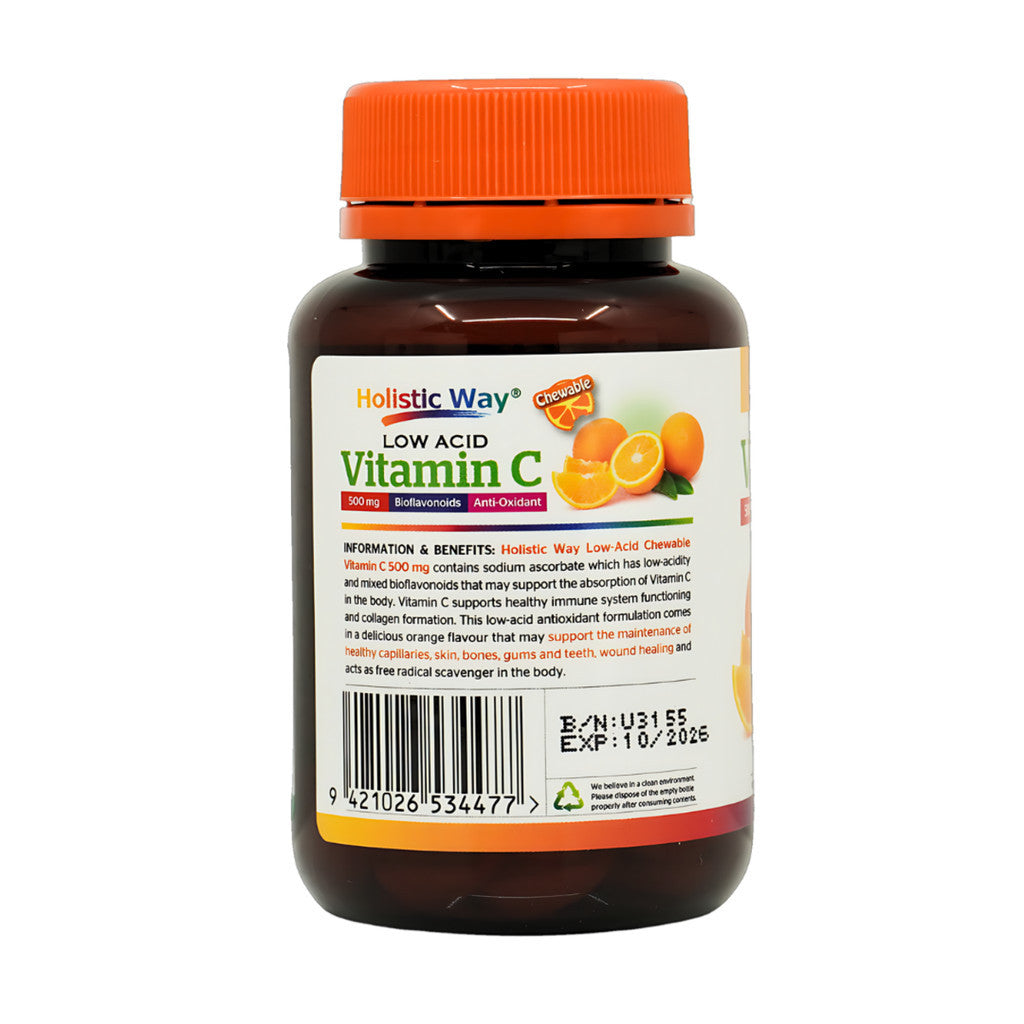 Holistic Way Vitamin C Low Acid Chewable Tablet 50's