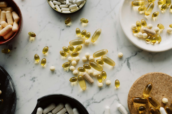 Various supplements on a table