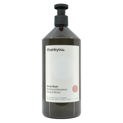 Thankyou Botanical Geranium, Rose & Wood Body Wash 1L