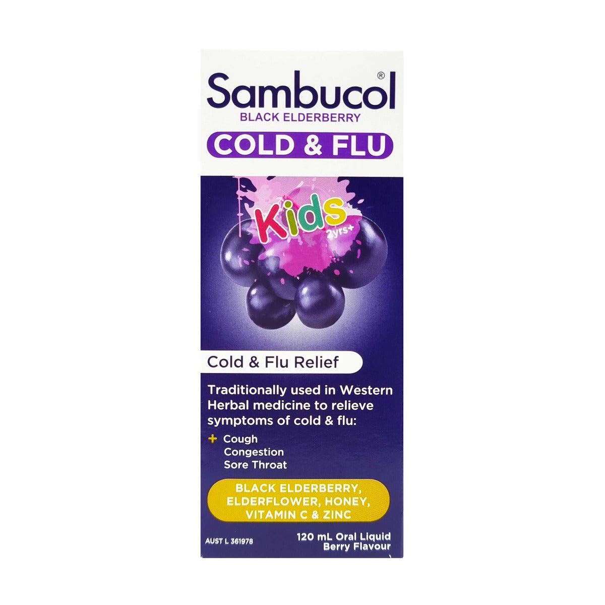 Sambucol Black Elderberry Cold & Flu Relief Kids Liquid 120ml